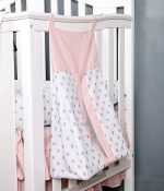PINNKKU 4-Piece Crib Bedding Set for Girls, Baby Girl Bedding Crib Set, Cunas para Bebes, White, Blush Pink Flower Crib Skirt, Blanket, Crib Sheet and Diaper Stacker, Crib Bedding Sets for Girls - Image 4